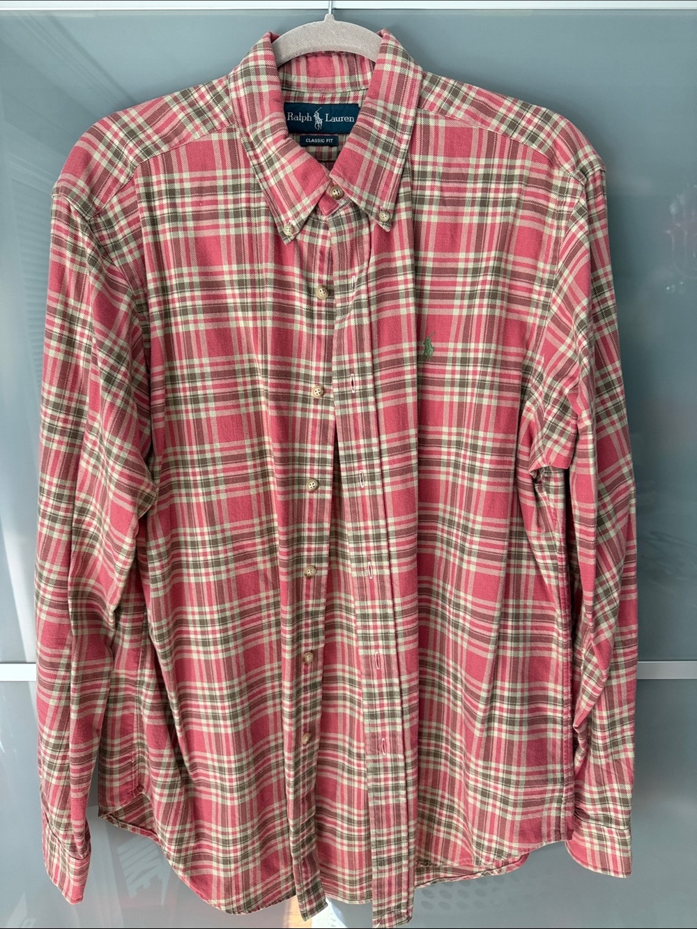 Ralph Lauren Pink and Green Plaid flannel Button-Down Shirt